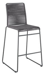 Kai Upholstered Bar Stools With Footrest (Set Of 2) Charcoal And Gunmetal - Ella Furniture