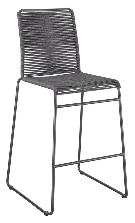 Kai Upholstered Bar Stools With Footrest (Set Of 2) Charcoal And Gunmetal - Ella Furniture