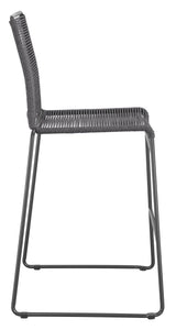 Kai Upholstered Bar Stools With Footrest (Set Of 2) Charcoal And Gunmetal - Ella Furniture