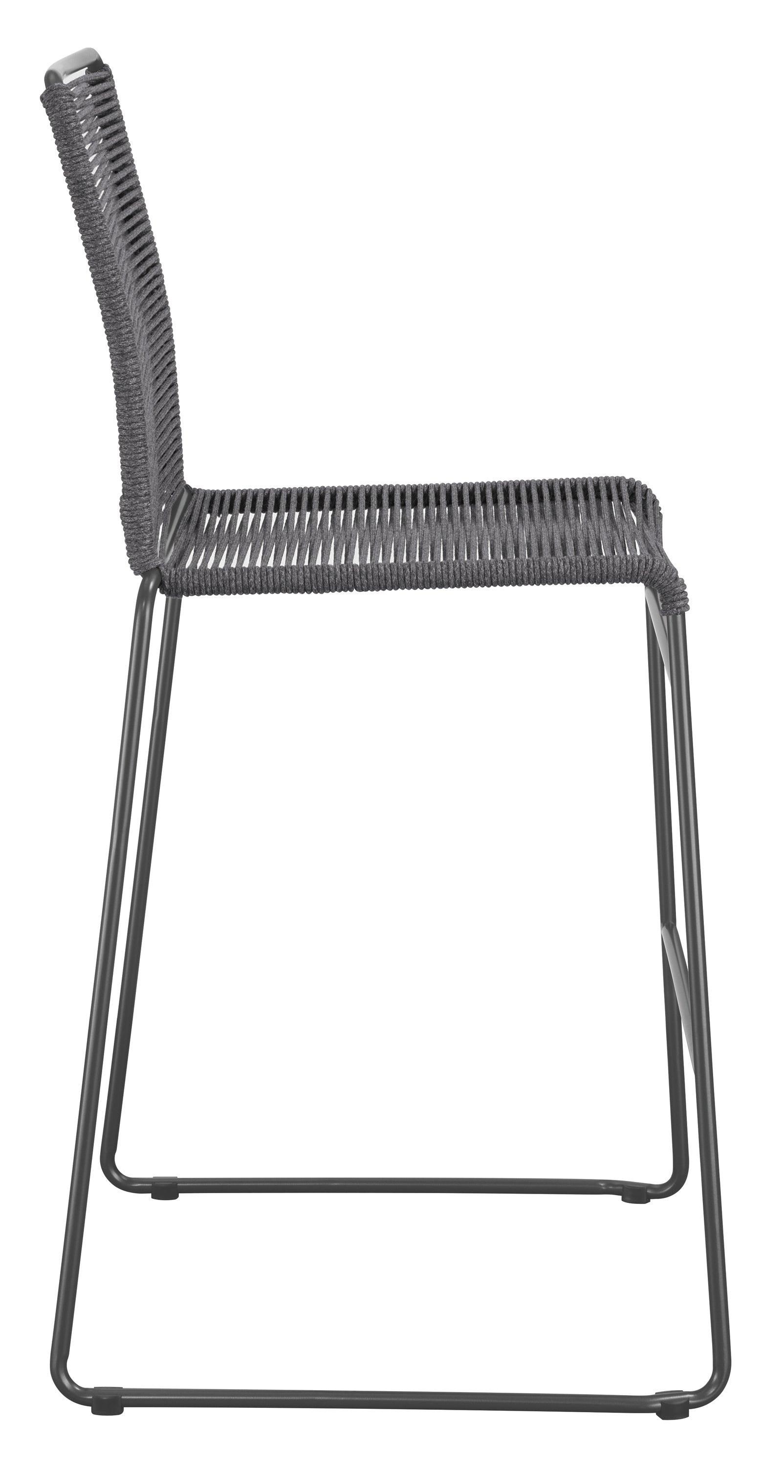 Kai Upholstered Bar Stools With Footrest (Set Of 2) Charcoal And Gunmetal - Ella Furniture