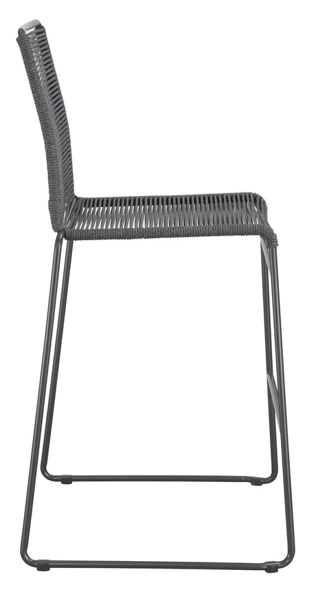 Kai Upholstered Bar Stools With Footrest (Set Of 2) Charcoal And Gunmetal - Ella Furniture