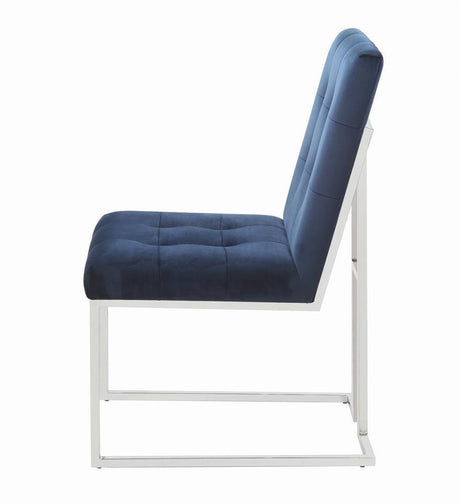 Cisco Upholstered Dining Chairs Ink Blue And Chrome (Set Of 2) - Ella Furniture
