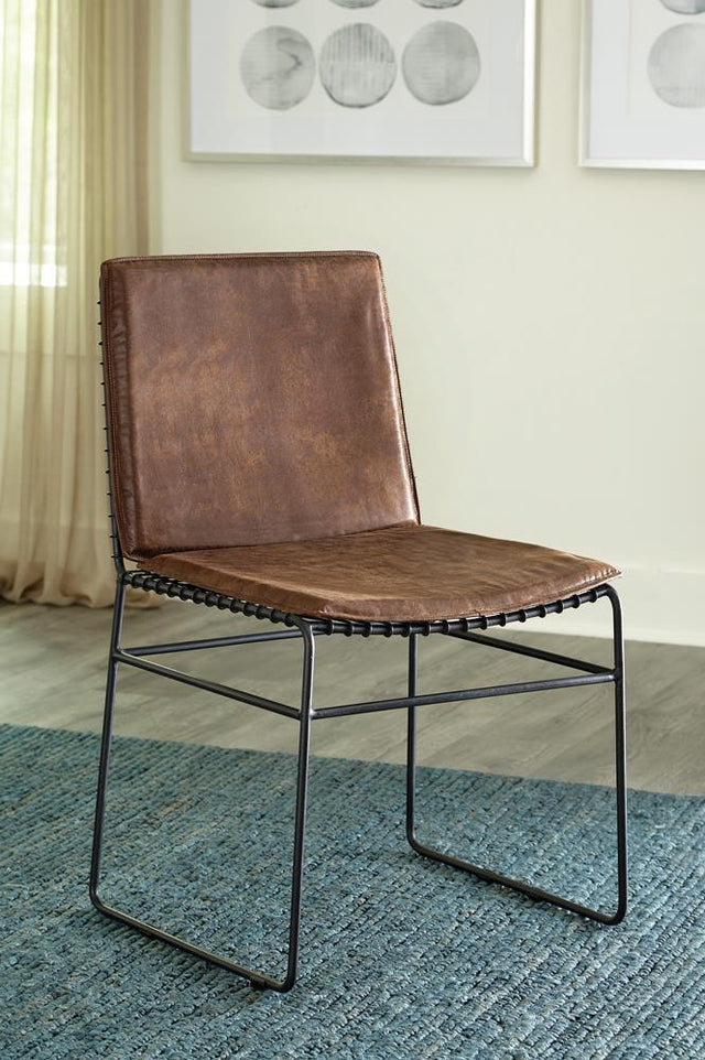 Abbott Upholstered Side Chairs Antique Brown And Matte Black (Set Of 2) - Ella Furniture
