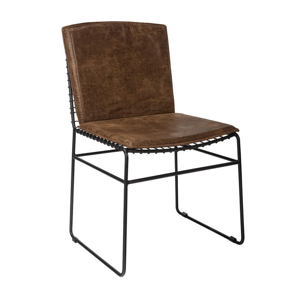 Abbott Upholstered Side Chairs Antique Brown And Matte Black (Set Of 2) - Ella Furniture