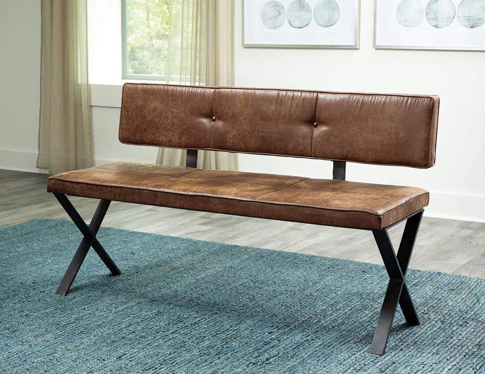 Abbott Upholstered Dining Bench Antique Brown And Matte Black - Ella Furniture