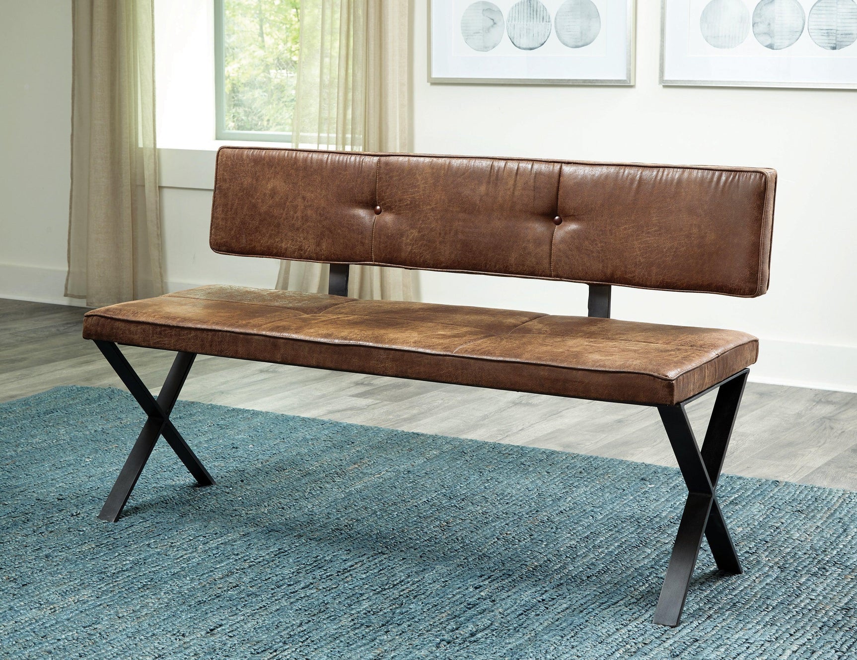 Sherman Bench Natural Acacia And Matte Black - Ella Furniture