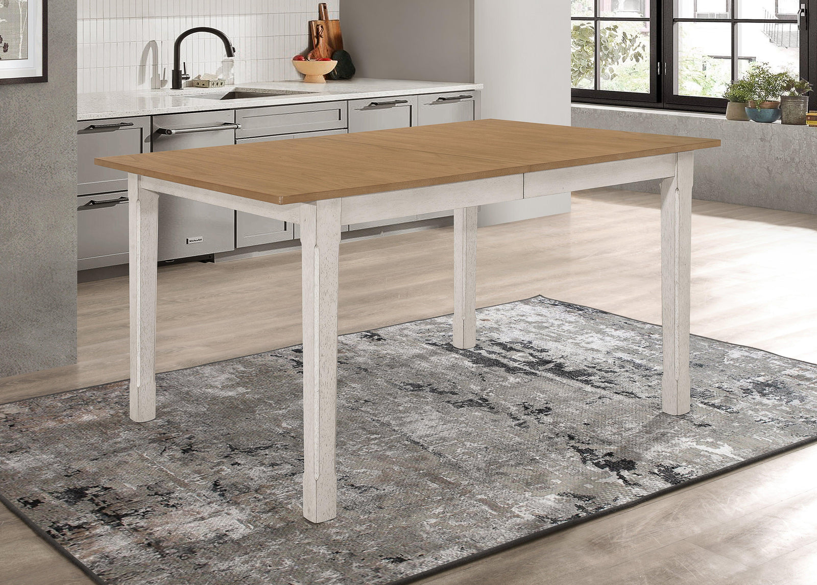 Kirby Rectangular Dining Table With Butterfly Leaf Natural And Rustic Off White - Ella Furniture