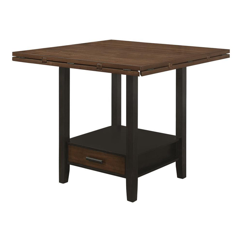 Sanford Round Counter Height Table With Drop Leaf Cinnamon And Espresso - Ella Furniture