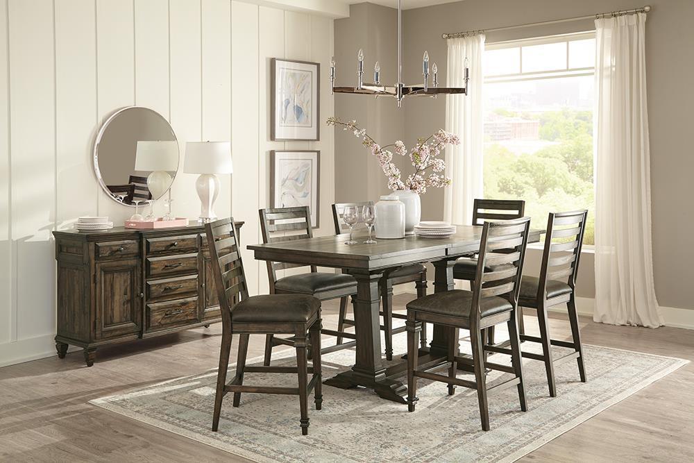 Avenue 5-Piece Trestle Counter Dining Set Vintage Dark Pine - Ella Furniture