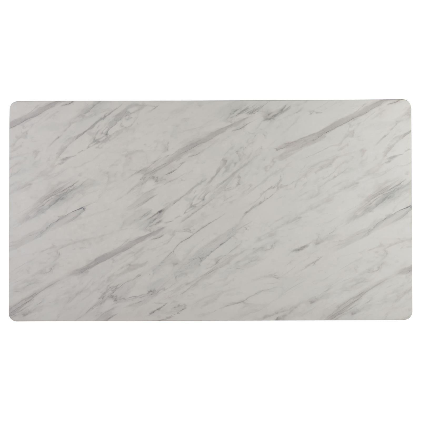 Everett Faux Marble Top Dining Table Natural Walnut And White - Ella Furniture