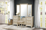 Celandine Silver Modern Traditional Solid Wood Faux Leather Upholstered Tufted Panel Bedroom Set - Ella Furniture