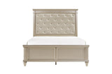 Celandine Silver Modern Traditional Solid Wood Faux Leather Upholstered Tufted Panel Bedroom Set - Ella Furniture