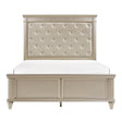 Celandine Off-white Contemporary Solid Wood Button-tufted Faux Leather Upholstered Panel Queen Bed - Ella Furniture