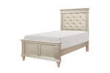 Celandine Silver Modern Traditional Solid Wood Faux Leather Upholstered Tufted Panel Bedroom Set - Ella Furniture