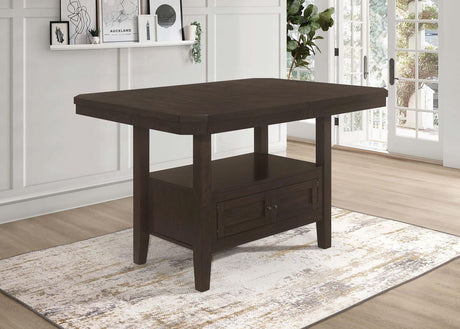 Prentiss Extendable Rectangular Counter Height Table With Butterfly Leaf Cappuccino - Ella Furniture