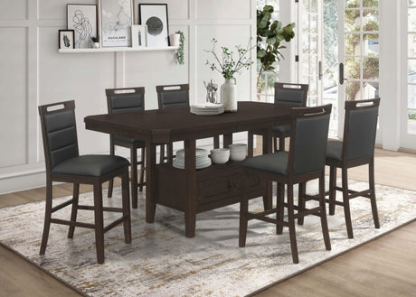 Prentiss Extendable Rectangular Counter Height Table With Butterfly Leaf Cappuccino - Ella Furniture