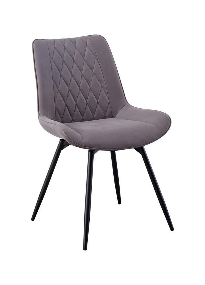 Diggs Upholstered Tufted Swivel Dining Chairs Grey And Gunmetal (Set Of 2) - Ella Furniture