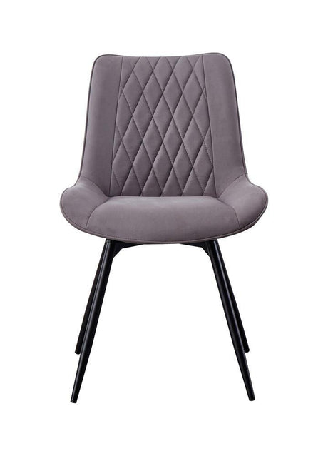 Diggs Upholstered Tufted Swivel Dining Chairs Grey And Gunmetal (Set Of 2) - Ella Furniture