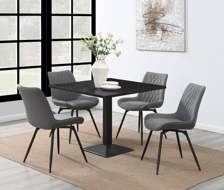 Diggs Upholstered Tufted Swivel Dining Chairs Grey And Gunmetal (Set Of 2) - Ella Furniture