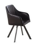 Tufted Sloped Arm Swivel Dining Chair Black And Gunmetal - Ella Furniture