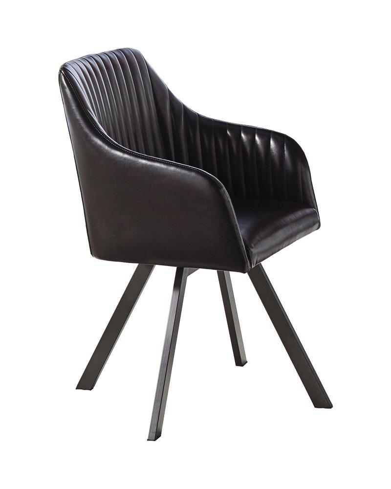 Tufted Sloped Arm Swivel Dining Chair Black And Gunmetal - Ella Furniture