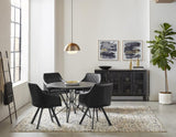 Tufted Sloped Arm Swivel Dining Chair Black And Gunmetal - Ella Furniture