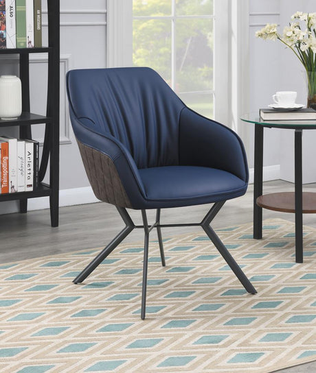 Trevon Upholstered Tufted Side Chairs (Set Of 2) Blue And Brown - Ella Furniture