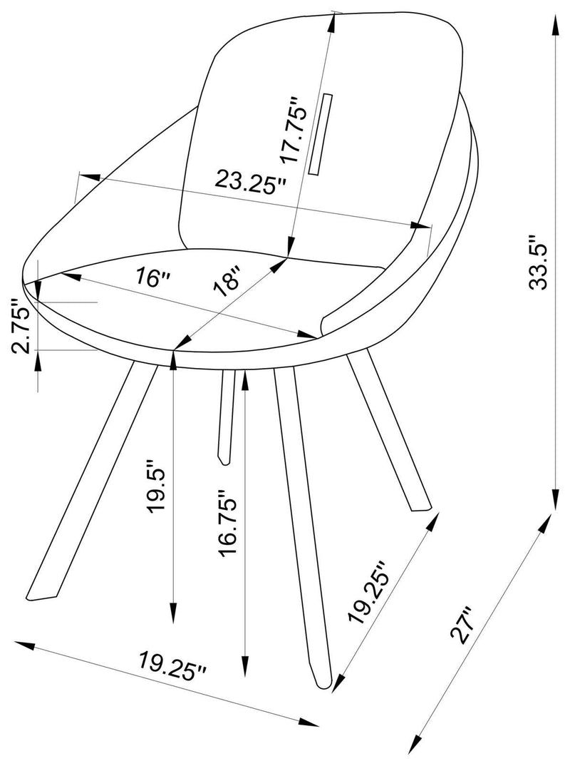 Mina Upholstered Swivel Padded Side Chairs (Set Of 2) 193772 - Ella Furniture