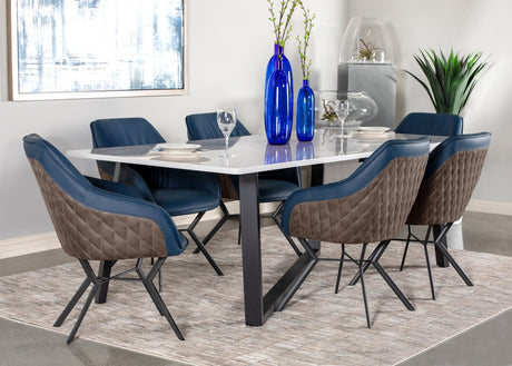 Trevon Upholstered Tufted Side Chairs (Set Of 2) Blue And Brown - Ella Furniture