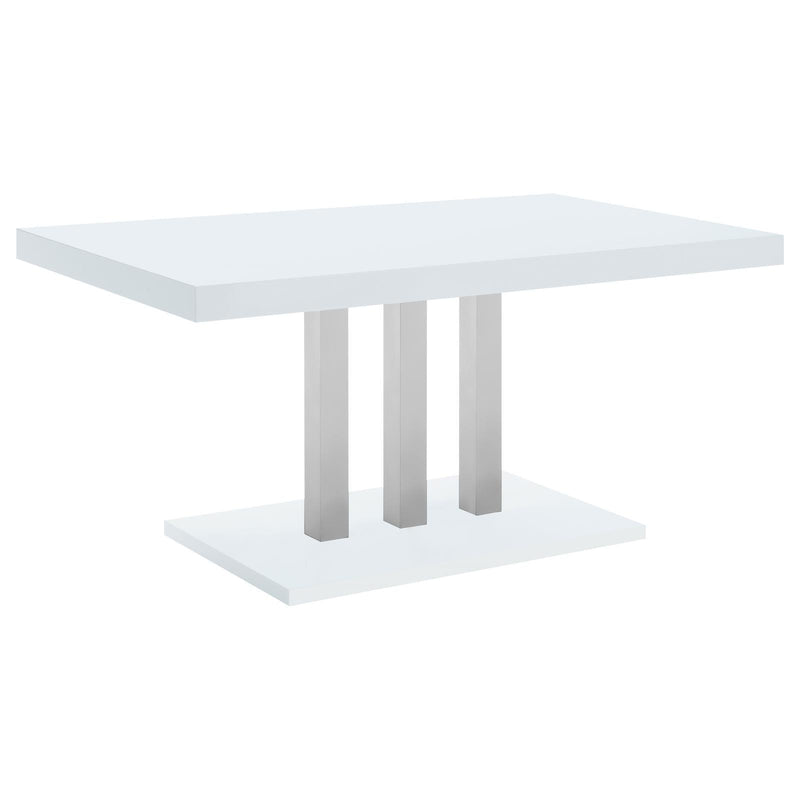 Brooklyn Rectangular Dining Table White High Gloss And Chrome - Ella Furniture