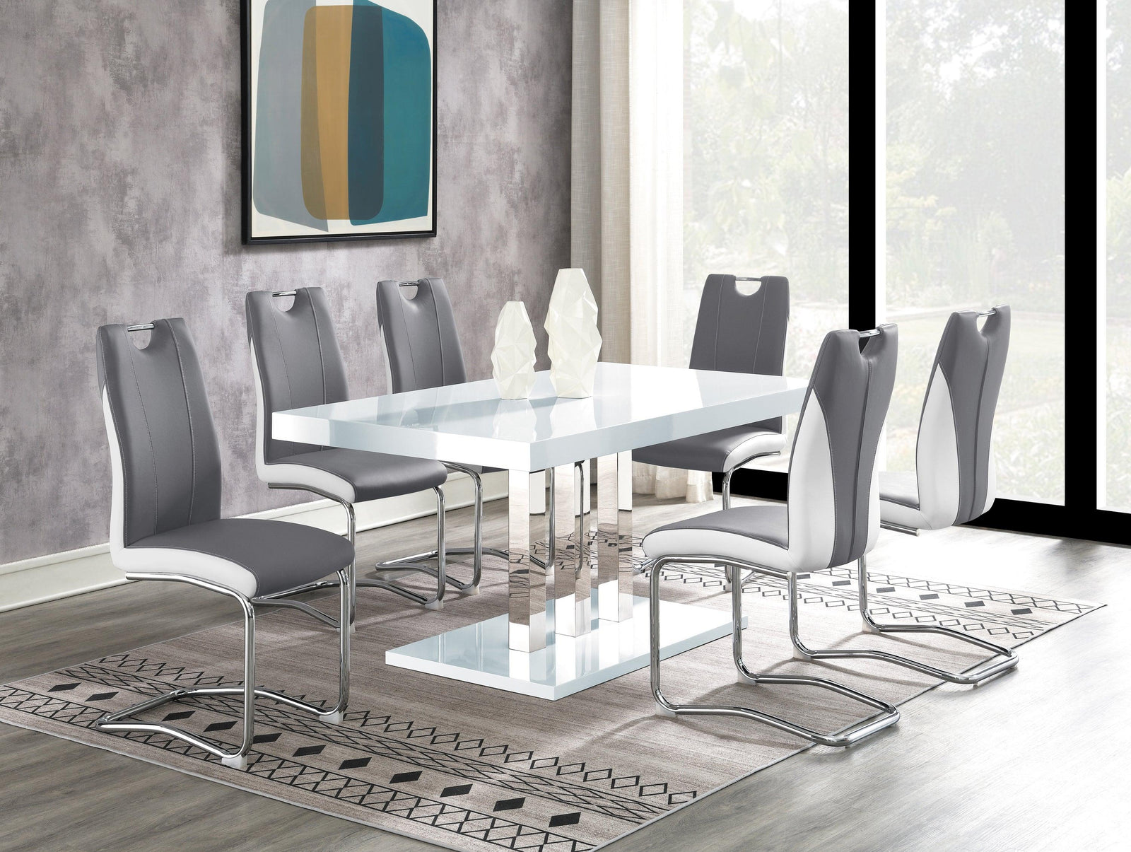 Brooklyn White And Chrome Dining Room Set - Ella Furniture