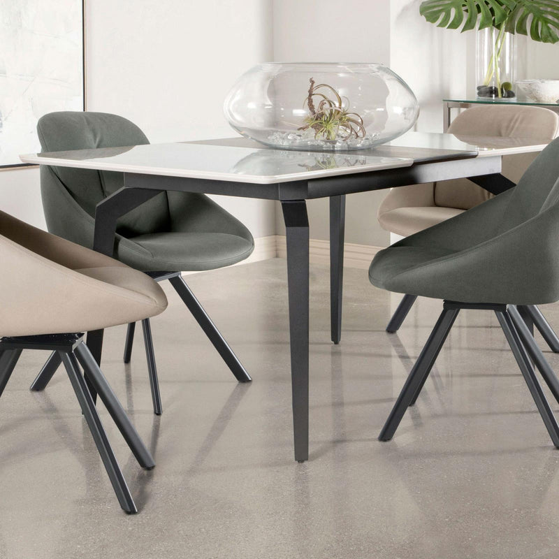 Mina Rectangular Dining Table Grey Ceramic And Sandy Black - Ella Furniture