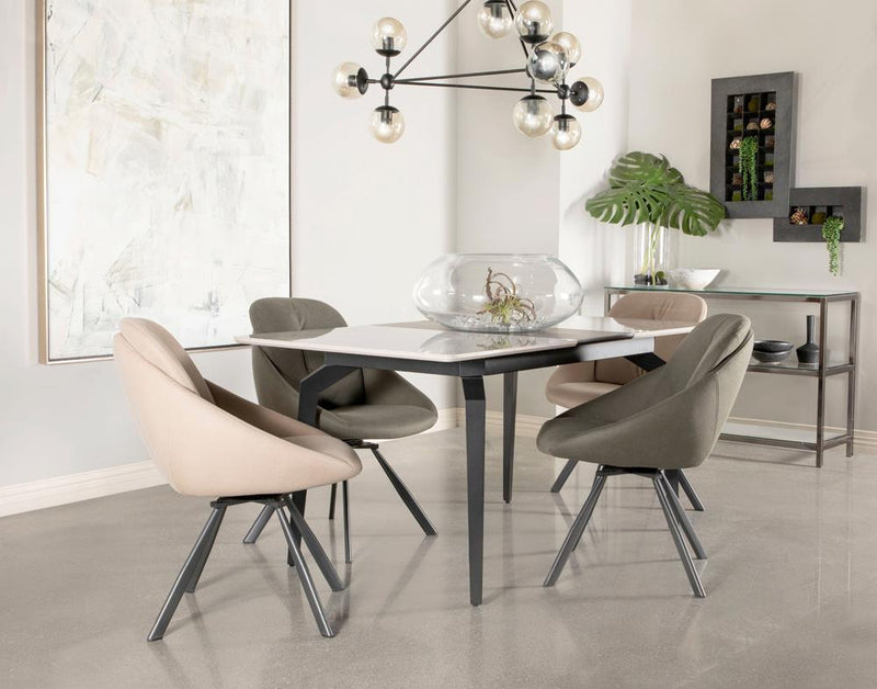 Mina Rectangular Dining Table Grey Ceramic And Sandy Black - Ella Furniture