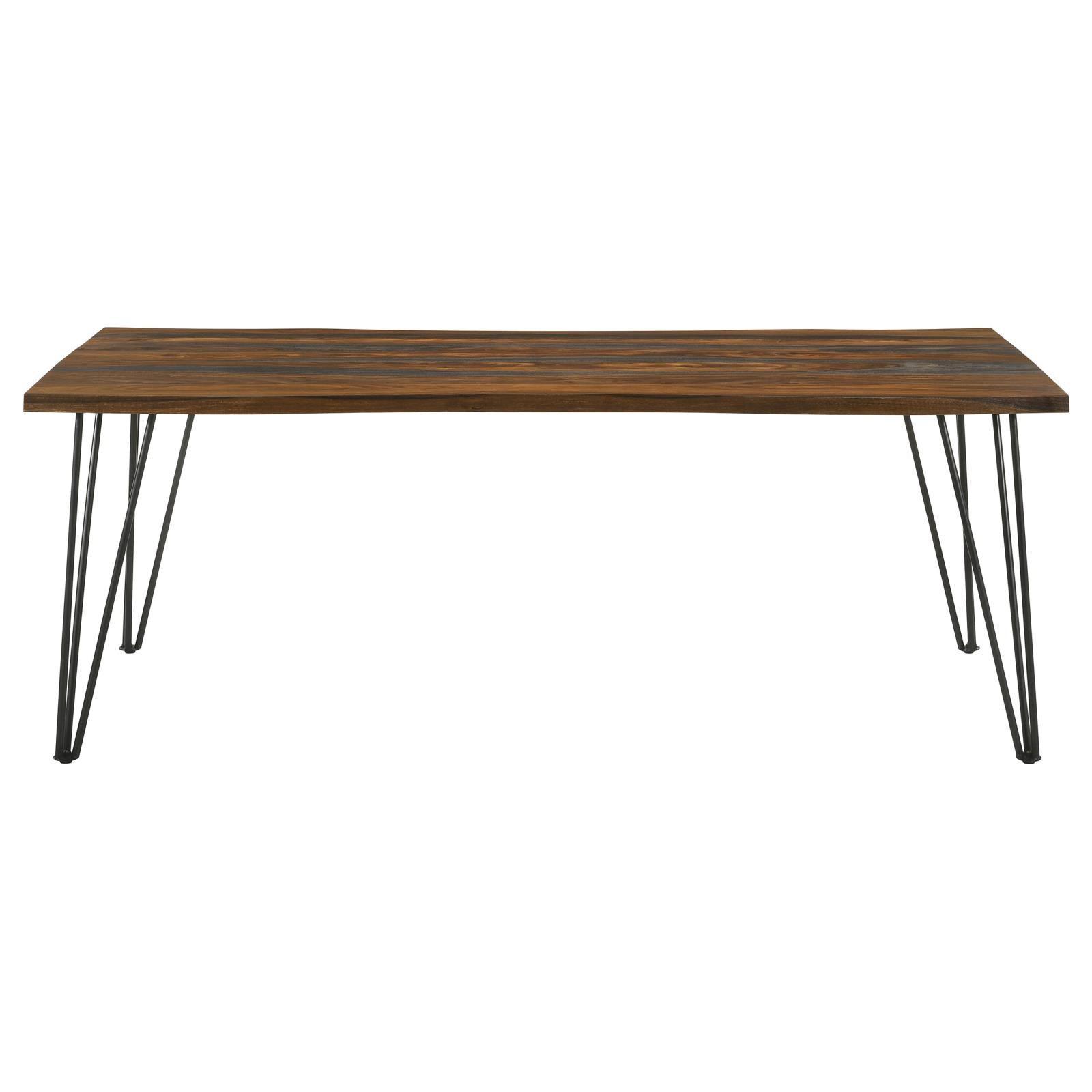 Neve Live-edge Dining Table With Hairpin Legs Sheesham Grey And Gunmetal - Ella Furniture