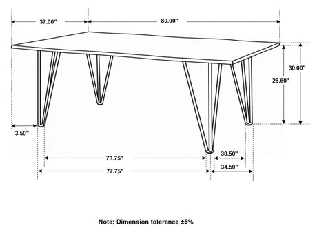 Neve Live-edge Dining Table With Hairpin Legs Sheesham Grey And Gunmetal - Ella Furniture