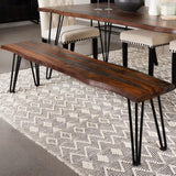 Neve Live-edge Dining Bench With Hairpin Legs Sheesham Grey And Gunmetal - Ella Furniture