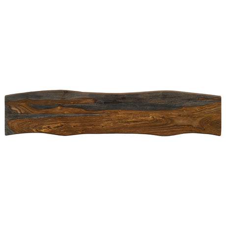 Neve Live-edge Dining Bench With Hairpin Legs Sheesham Grey And Gunmetal - Ella Furniture