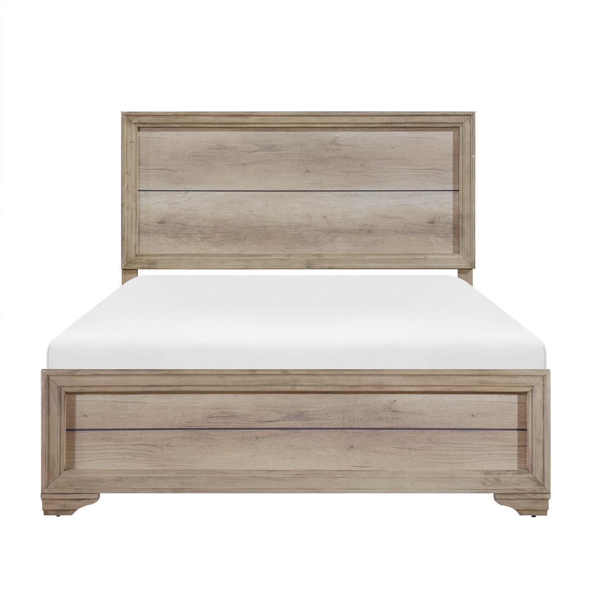 Lonan Natural Modern Contemporary Premium Melamine Board Wood And Engineered Wood Queen Panel Bed - Ella Furniture