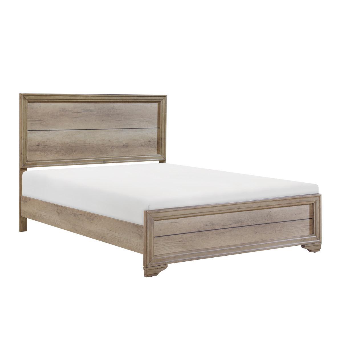 Lonan Natural Modern Contemporary Premium Melamine Board Wood And Engineered Wood Queen Panel Bed - Ella Furniture