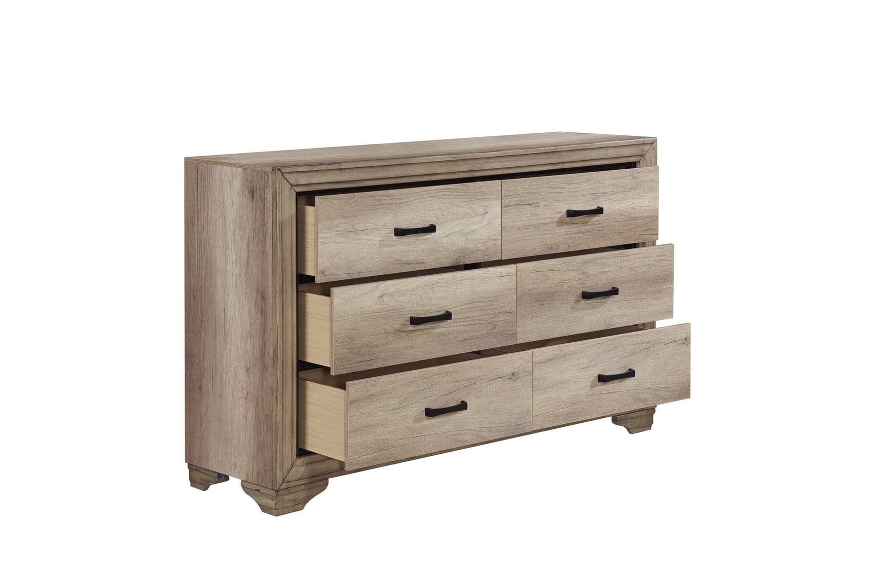 Lonan Rustic Melamine Laminate Modern Contemporary Solid Pine Wood Panel Bedroom Set - Ella Furniture