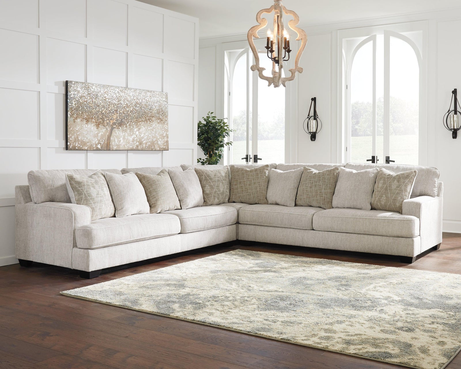 Rawcliffe Parchment Chenille 3-Piece Sectional