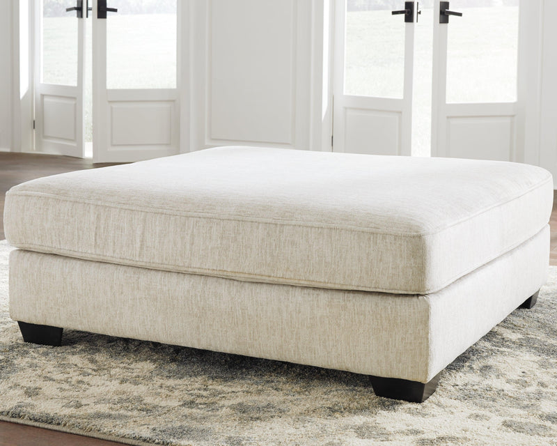Rawcliffe Parchment Chenille Oversized Accent Ottoman