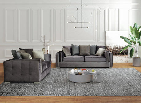 Skylar Gray Velvet Sofa & Loveseat - Ella Furniture