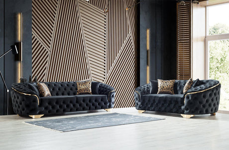 Scarlett Black Velvet Sofa & Loveseat - Ella Furniture