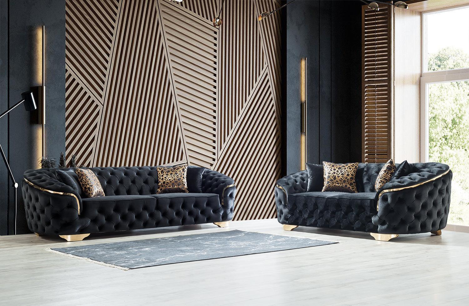 Scarlett Black Velvet Sofa & Loveseat - Ella Furniture