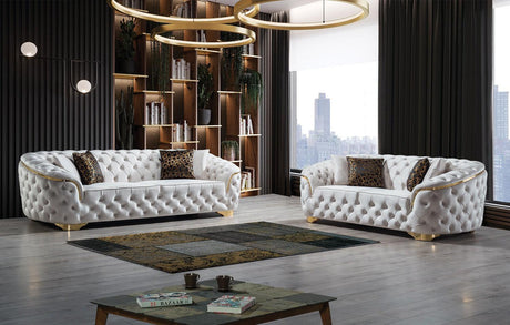 Scarlett Ivory Velvet Sofa & Loveseat - Ella Furniture