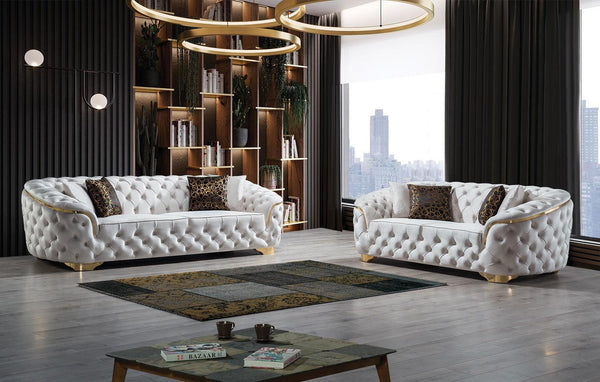Scarlett Ivory Velvet Sofa & Loveseat - Ella Furniture