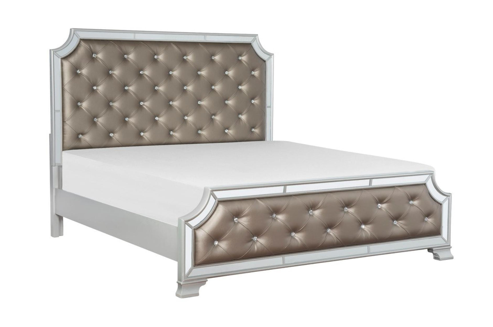 Avondale Silver Modern Contemporary Wood Polyurethane Upholstered Tufted Panel Bedroom Set - Ella Furniture