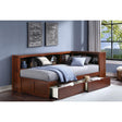 Rowe Dark Cherry Pine Veneer, Wood, Engineered Wood Twin Bookcase Corner Bed With Storage Boxes - Ella Furniture