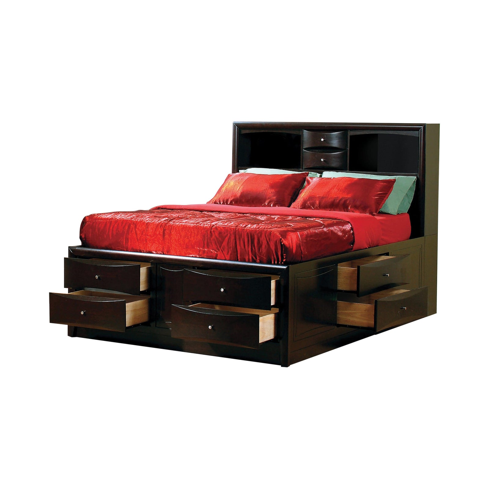 Phoenix 10-Drawer Eastern King Bed Deep Cappuccino - Ella Furniture